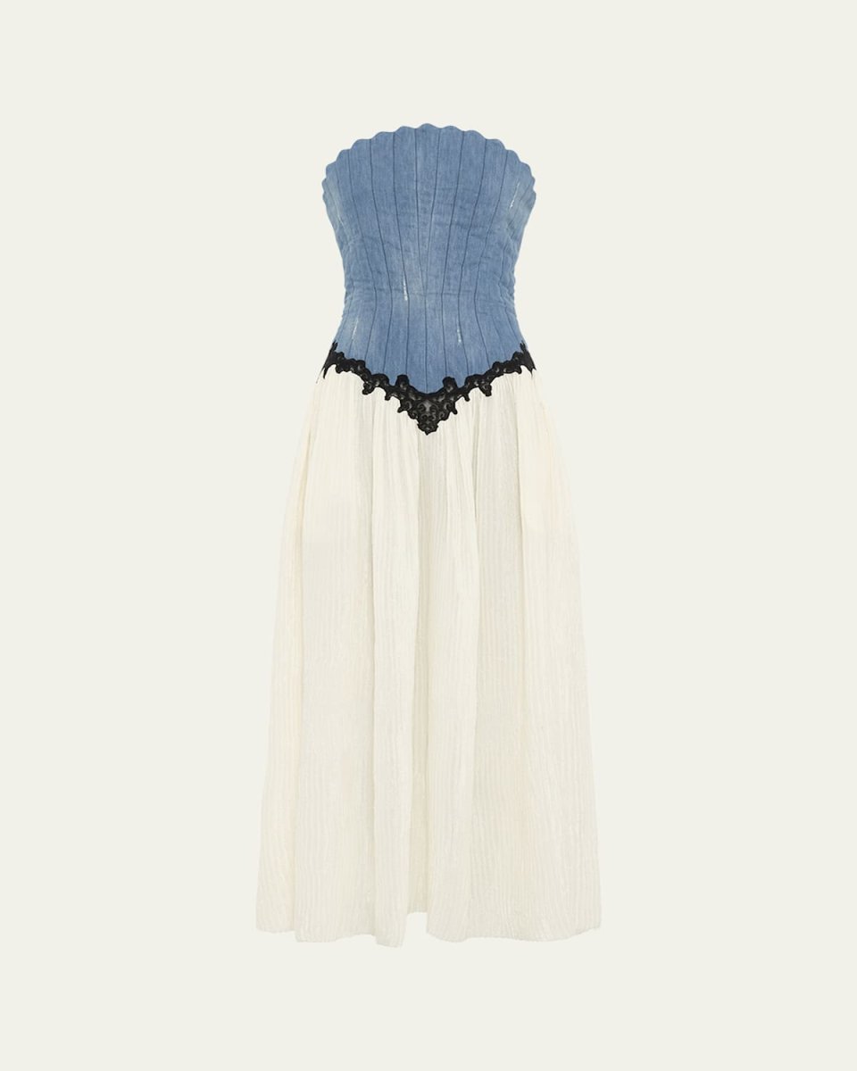 Gleen Strapless Denim Corset Maxi Dress
